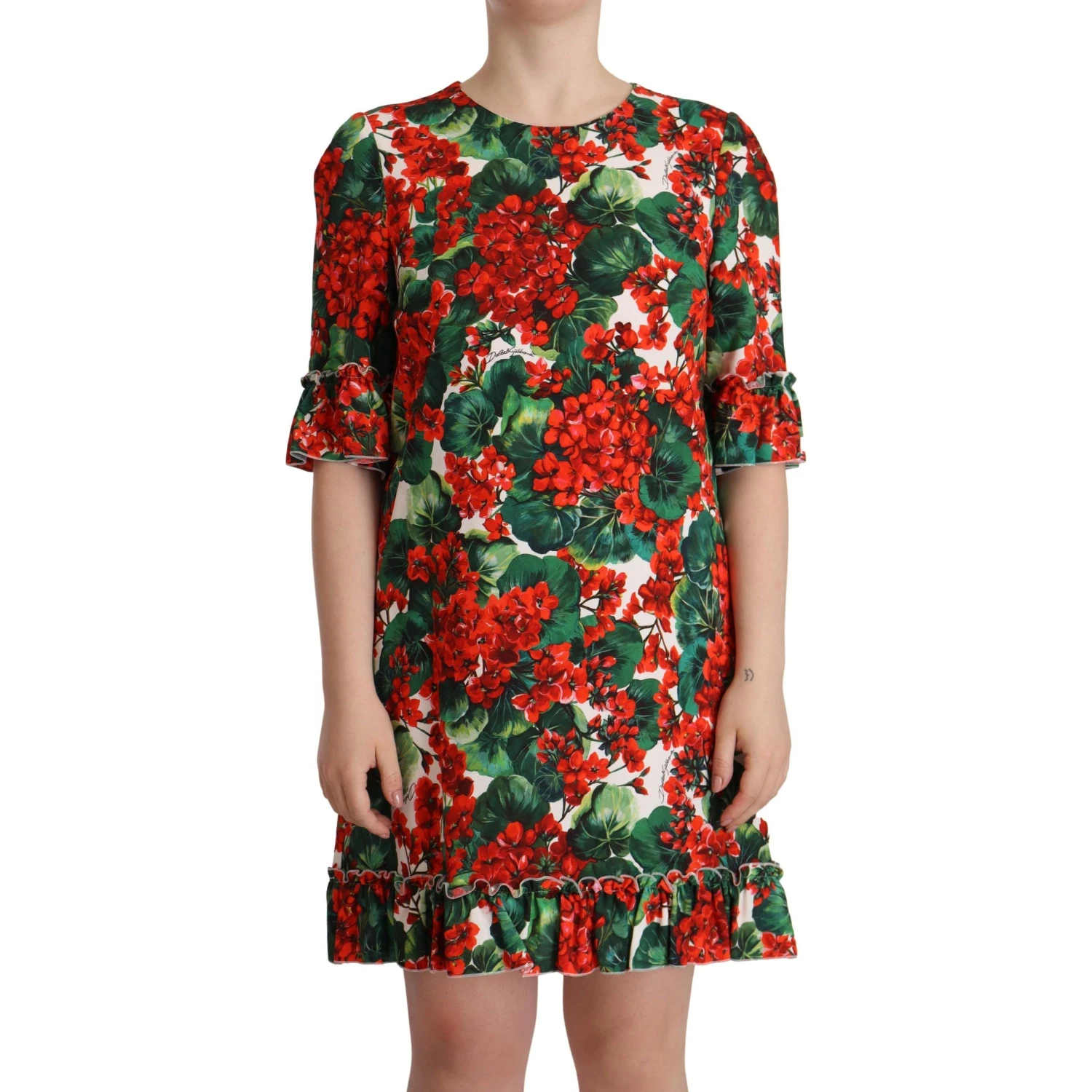 Multicolor Red Floral Shift Gown Dress