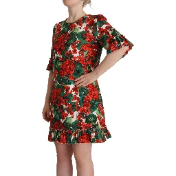 Multicolor Red Floral Shift Gown Dress