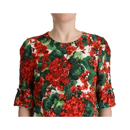 Multicolor Red Floral Shift Gown Dress