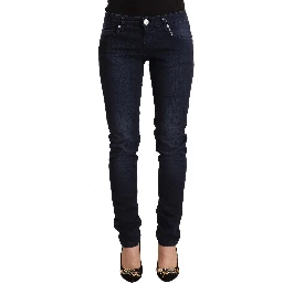 Blue Washed Cotton Low Waist Slim Fit Denim Jeans