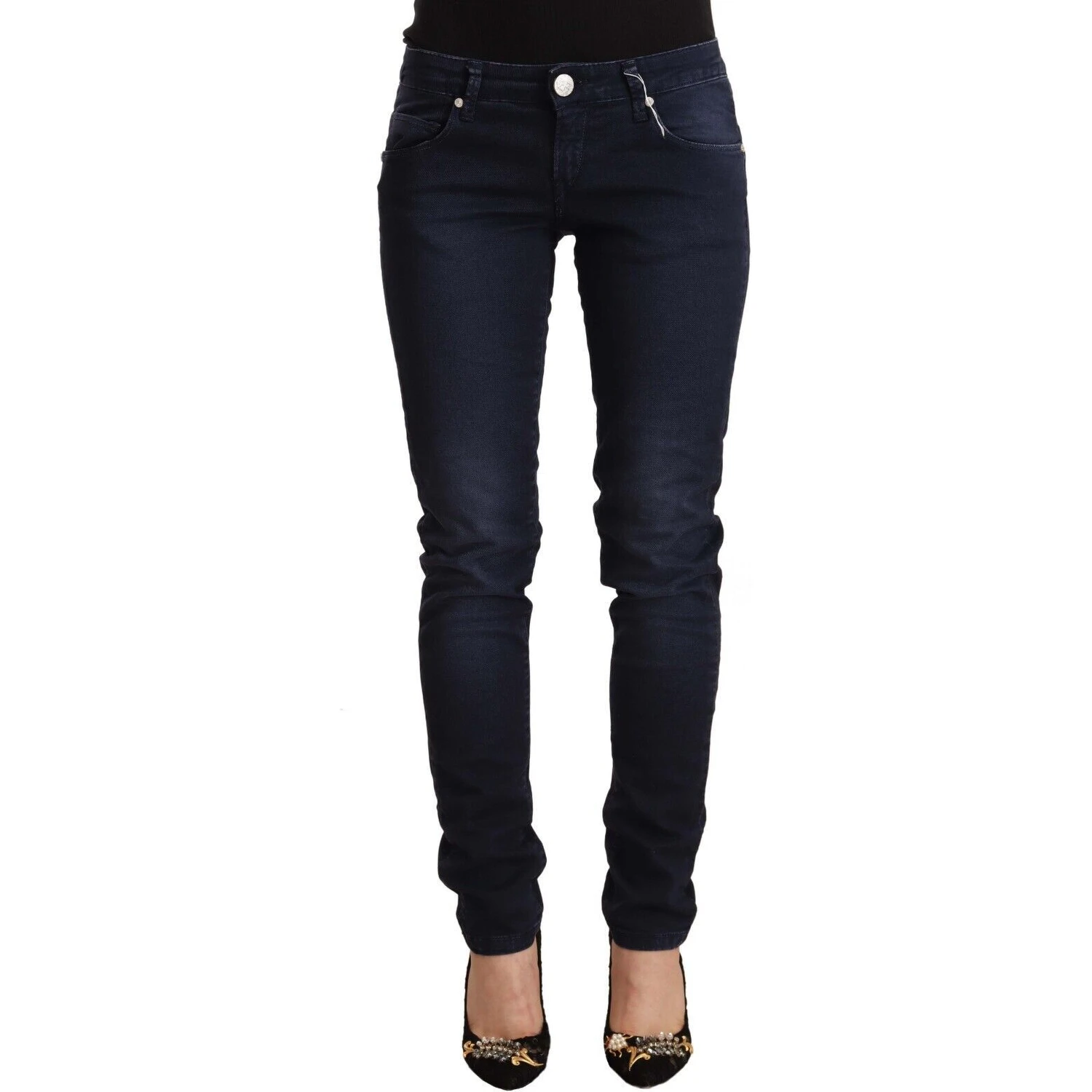 Blue Washed Cotton Low Waist Slim Fit Denim Jeans