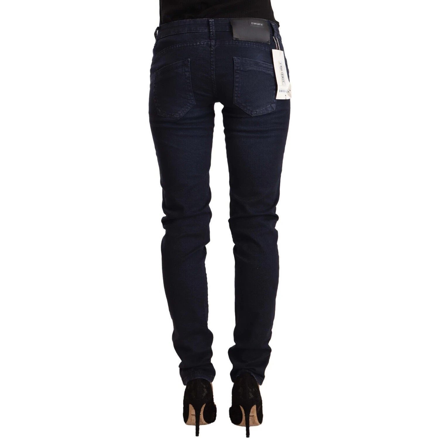 Blue Washed Cotton Low Waist Slim Fit Denim Jeans