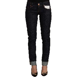 Black Cotton Low Waist Slim Fit Denim Jeans