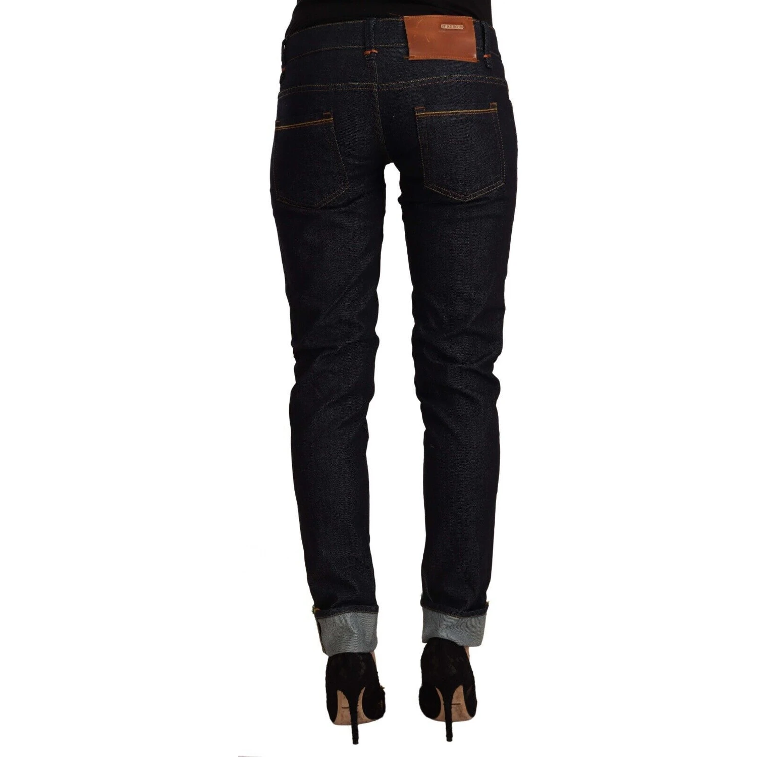 Black Cotton Low Waist Slim Fit Denim Jeans