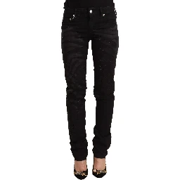 Black Mid Waist Embellished Skinny Jeans