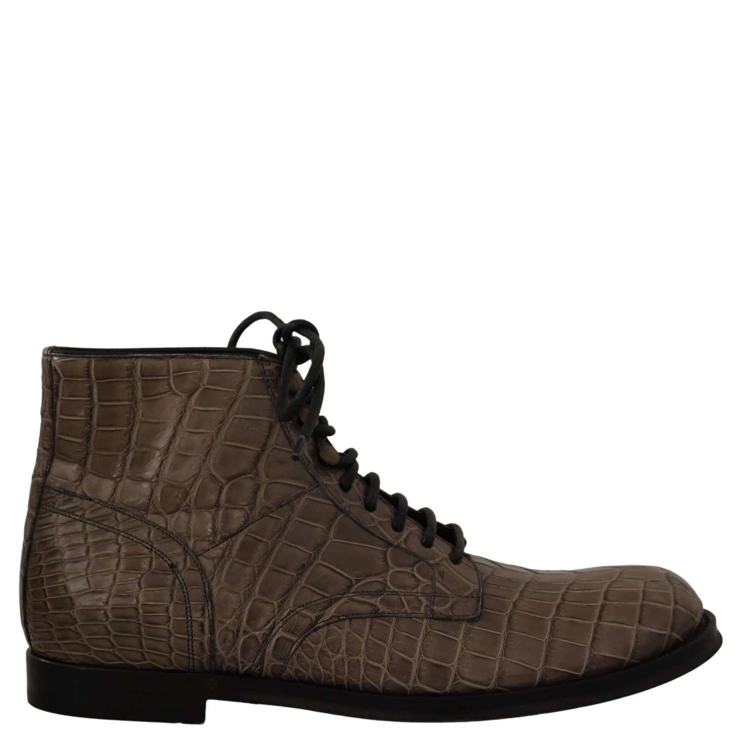 Gray Crocodile Leather Derby Boots