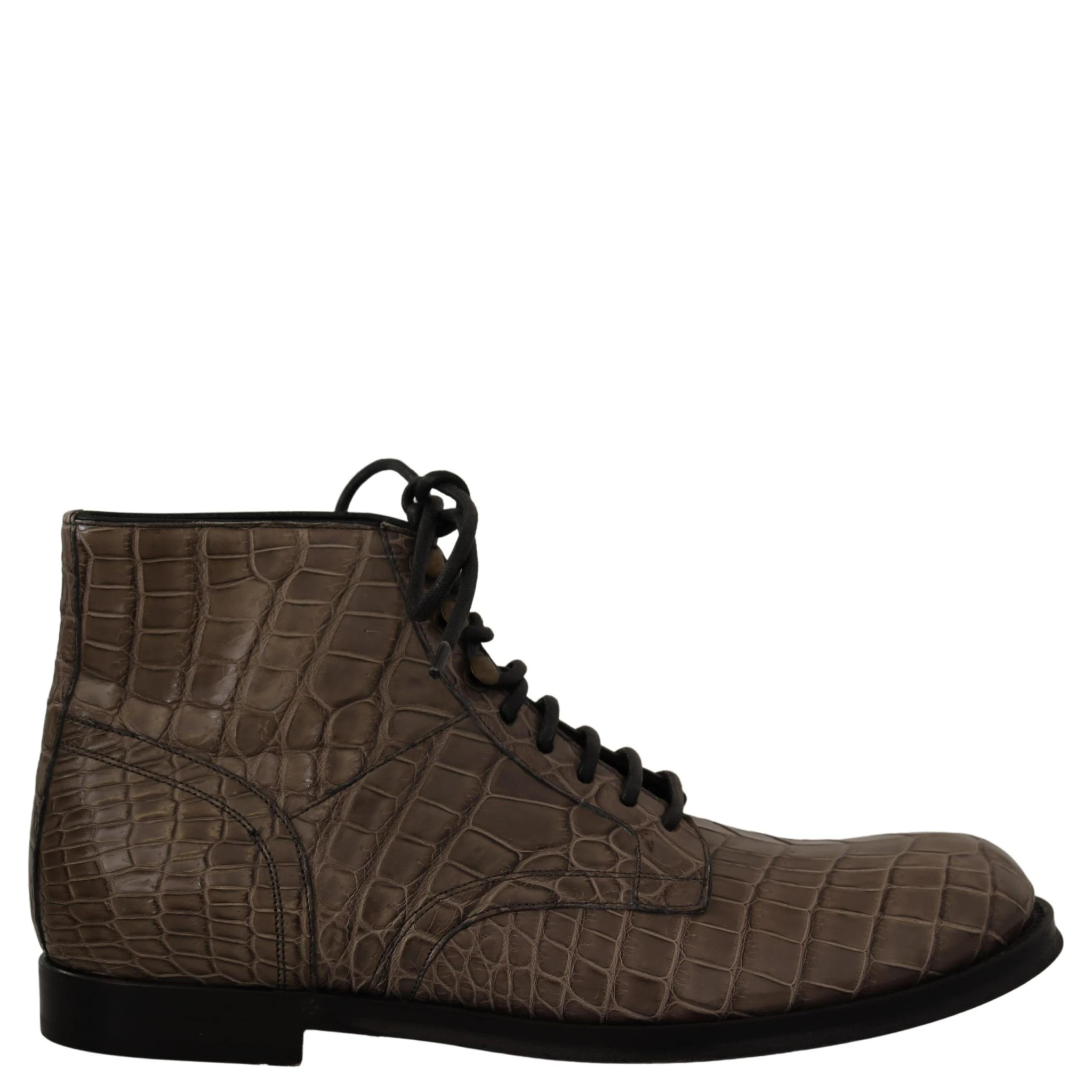 Gray Crocodile Leather Derby Boots