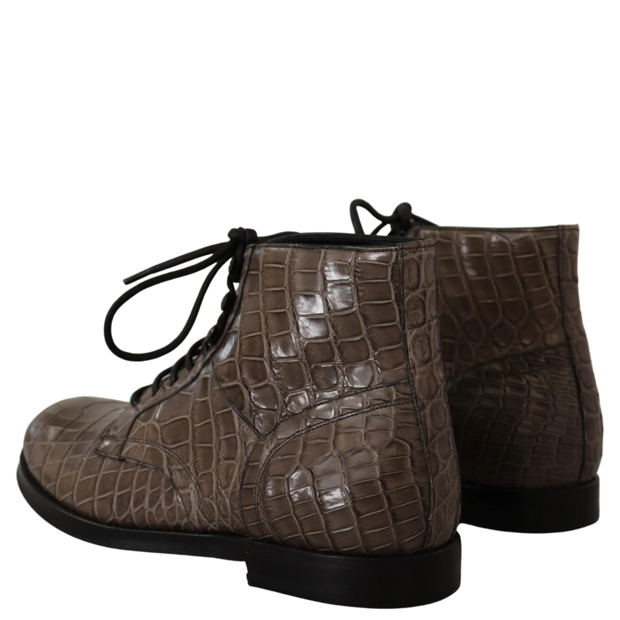 Gray Crocodile Leather Derby Boots