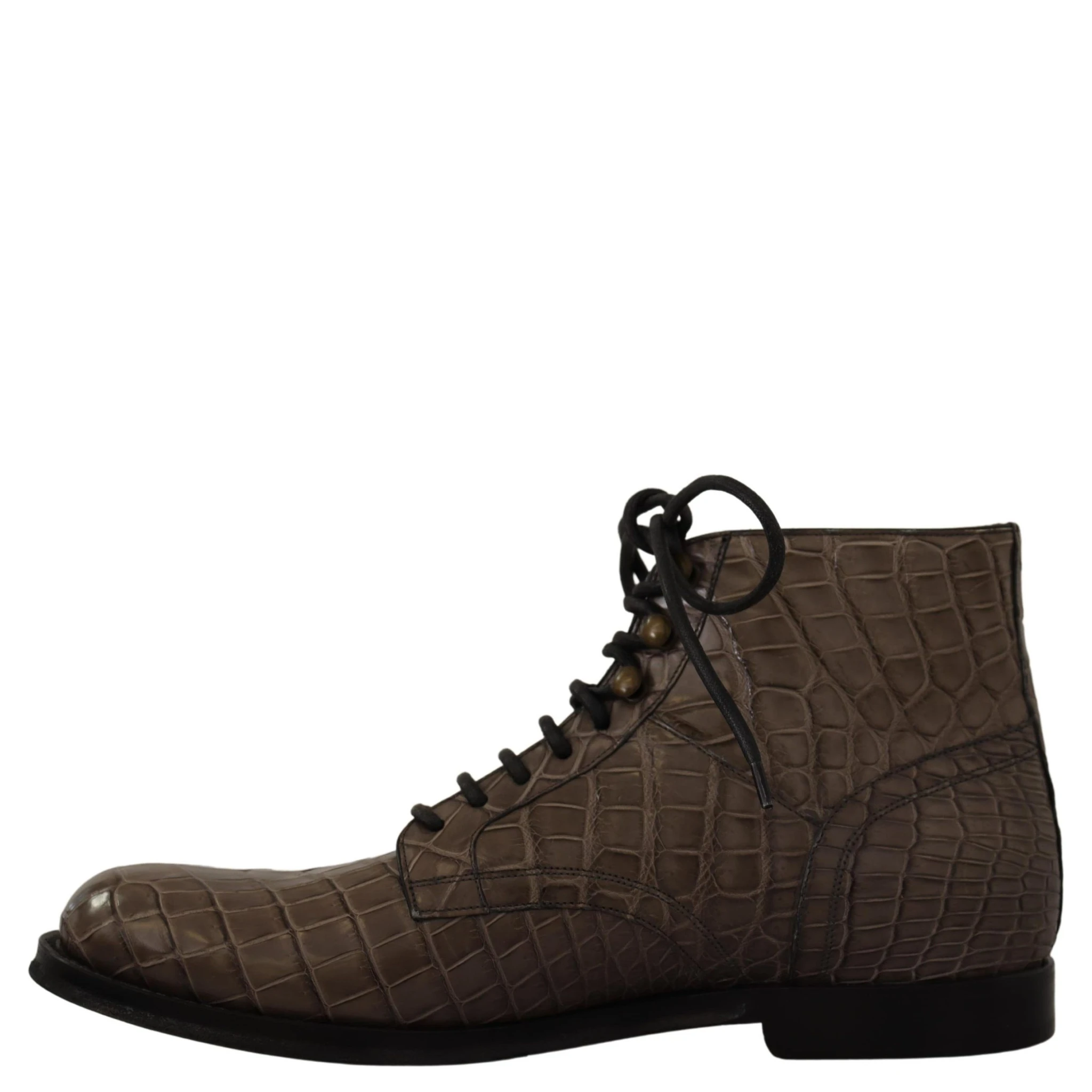 Gray Crocodile Leather Derby Boots