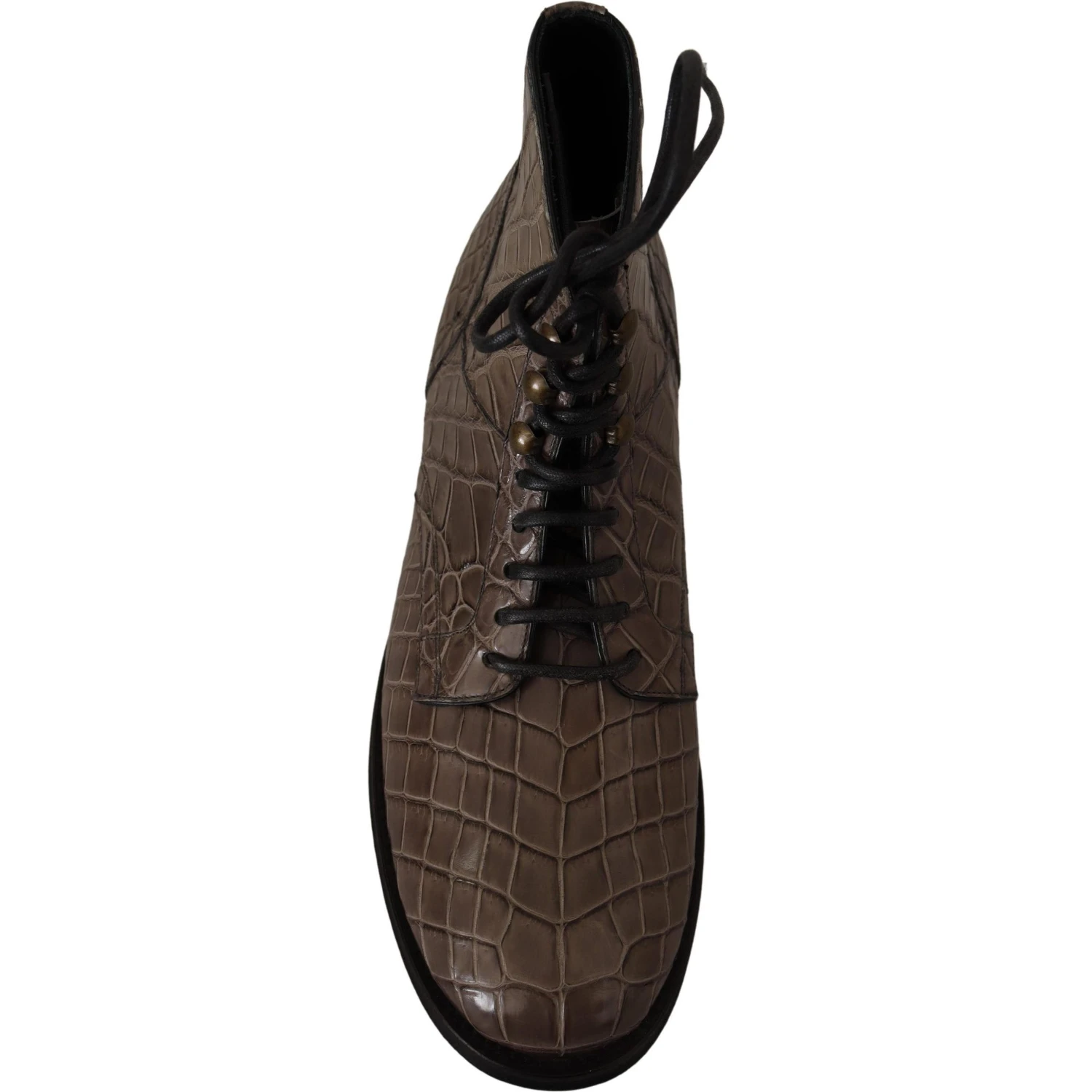 Gray Crocodile Leather Derby Boots