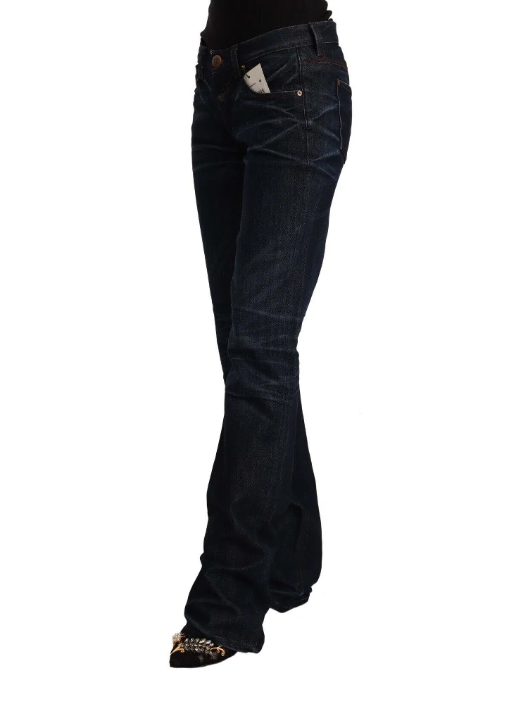 Dark Blue Mid Waist Cotton Denim Straight Jeans alternative