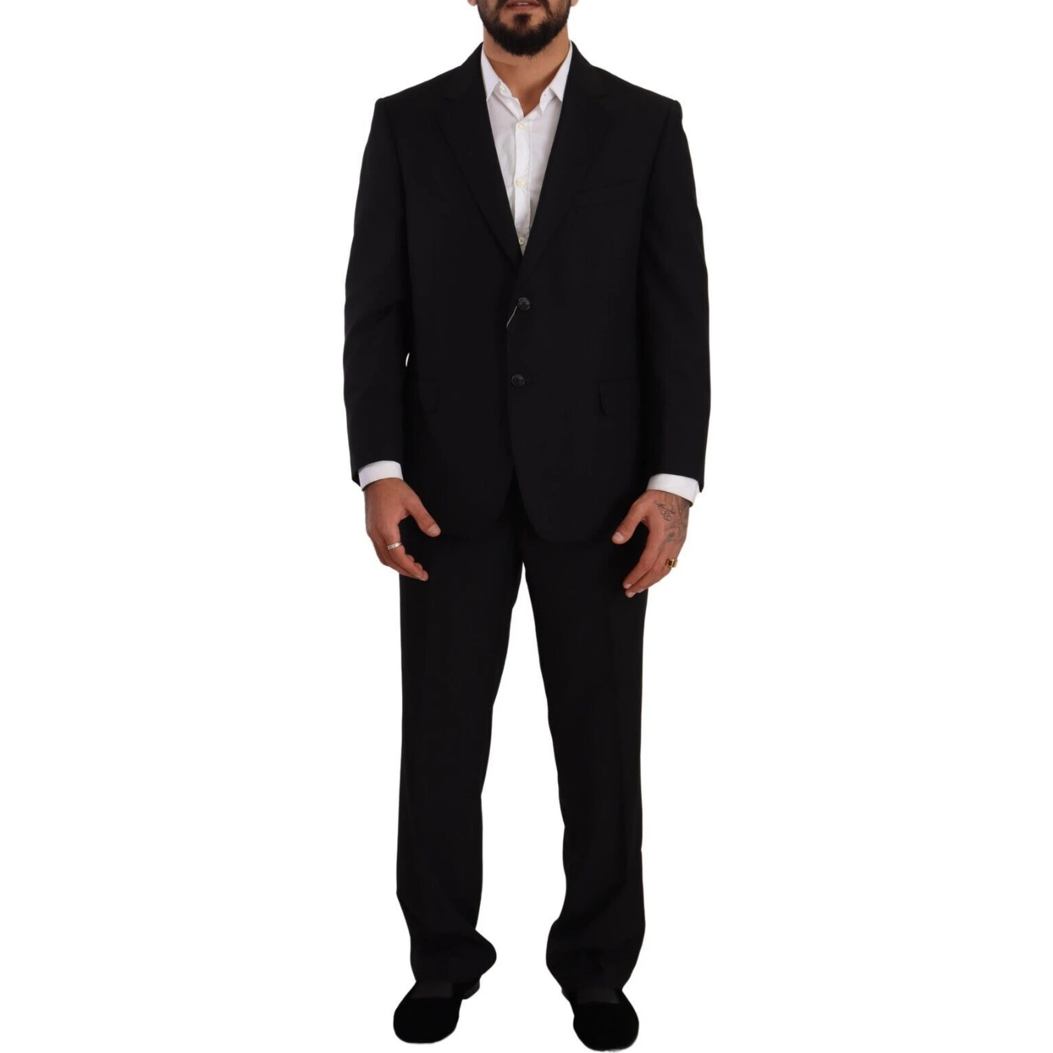Black Polyester Single Breasted Formal Suit