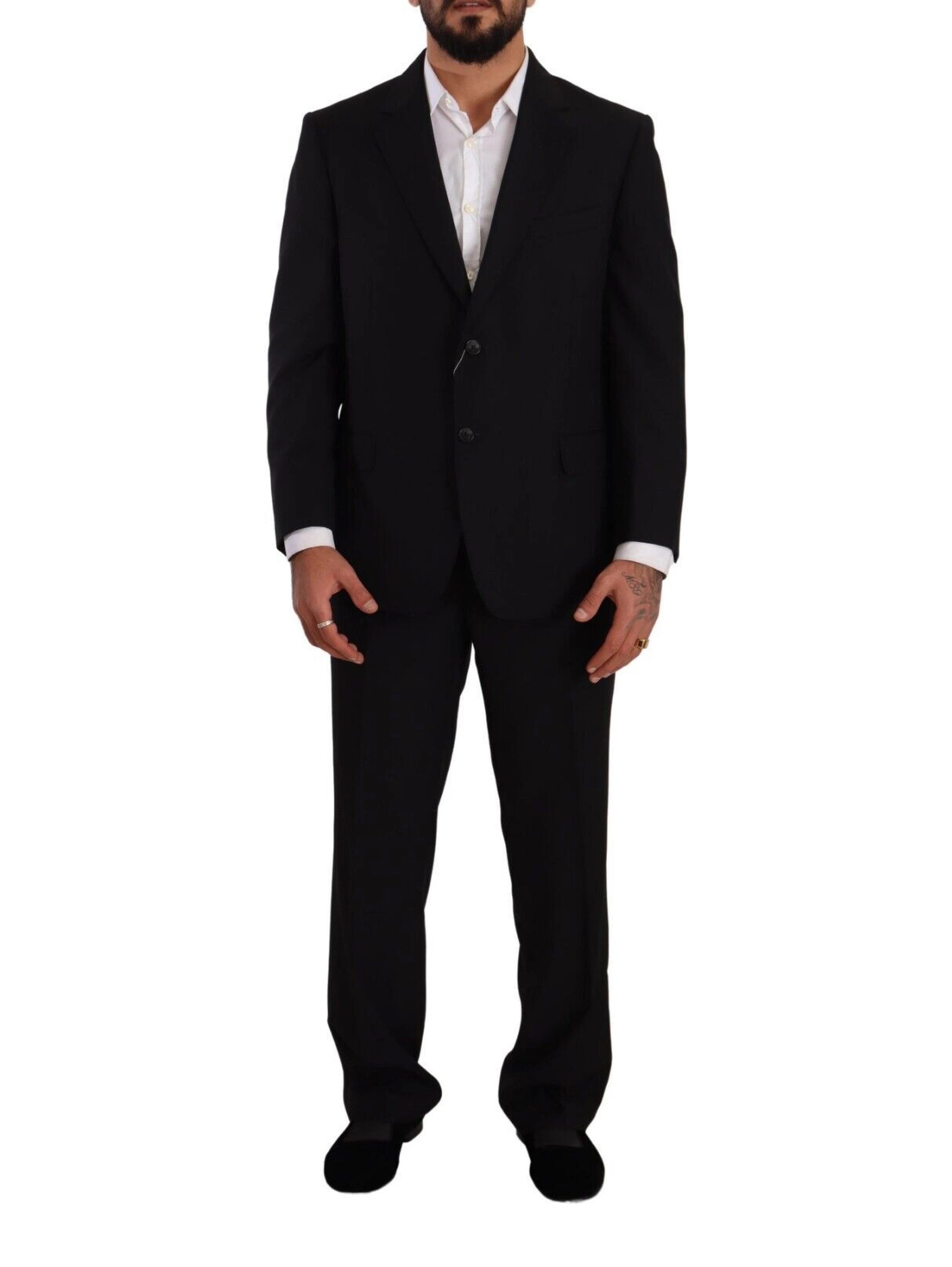 Black Polyester Single Breasted Formal Suit