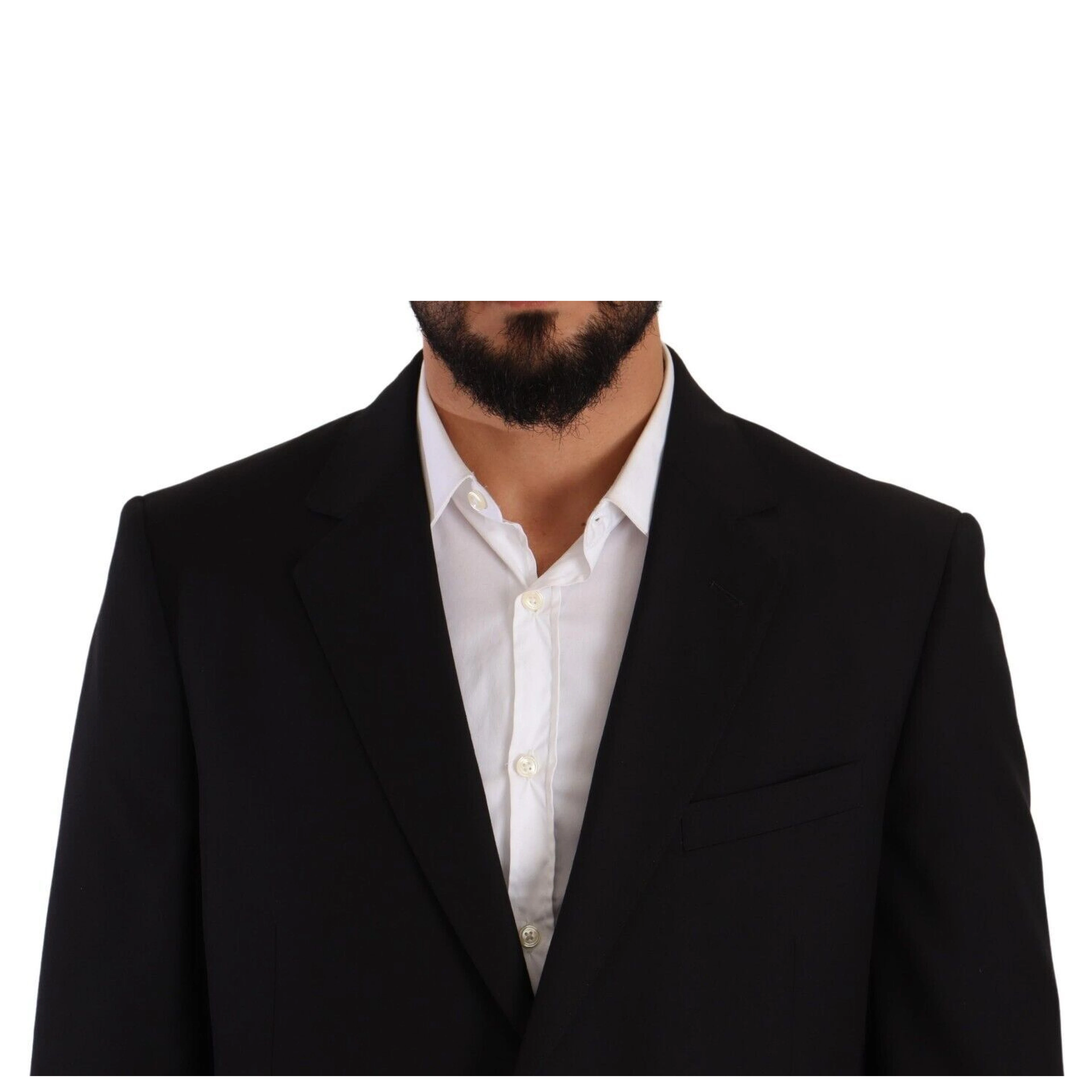 Black Polyester Single Breasted Formal Suit