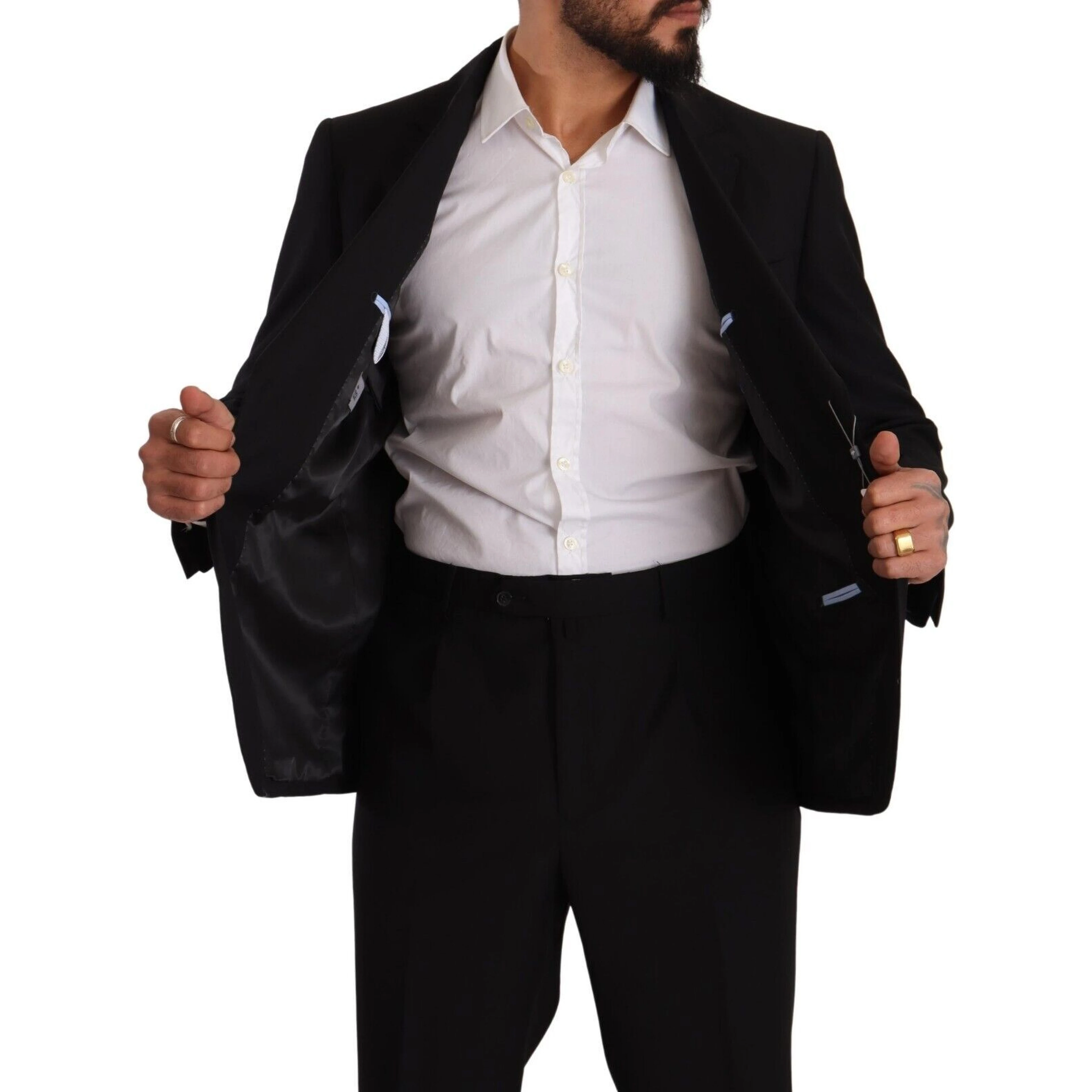 Black Polyester Single Breasted Formal Suit