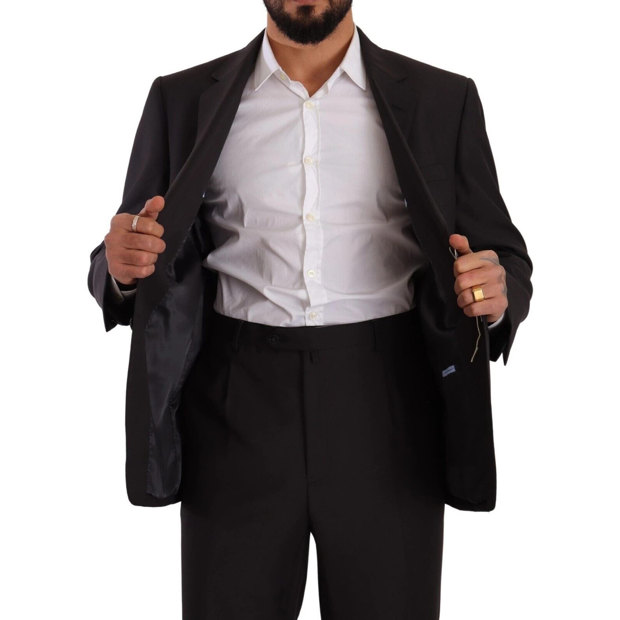 Gray Polyester Single Breasted Formal Suit