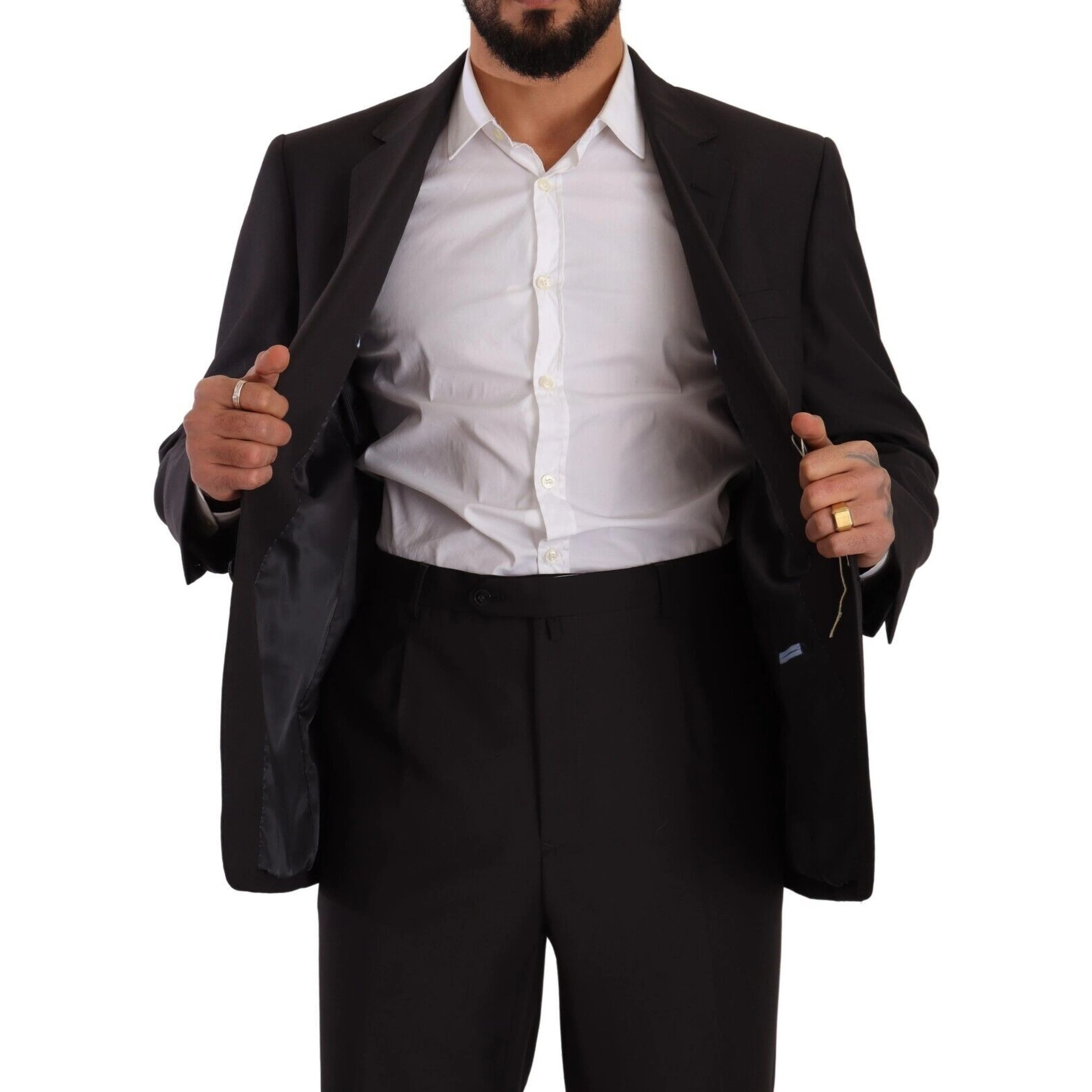 Gray Polyester Single Breasted Formal Suit