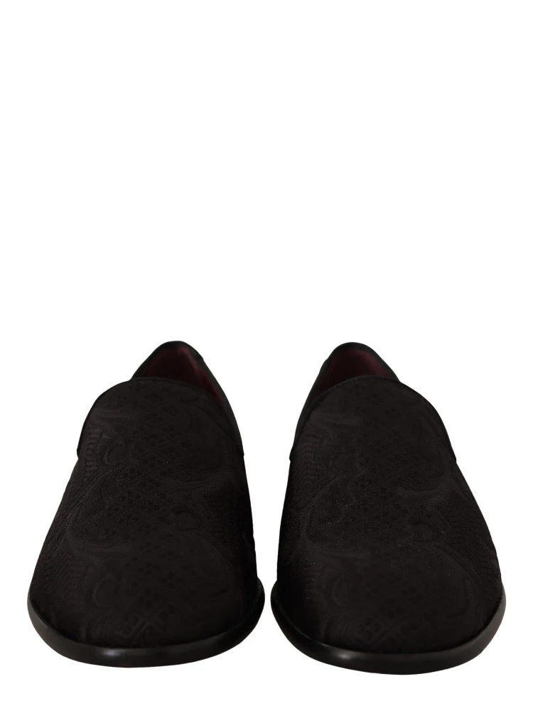 Black Floral Brocade Slippers Loafers Shoes alternative
