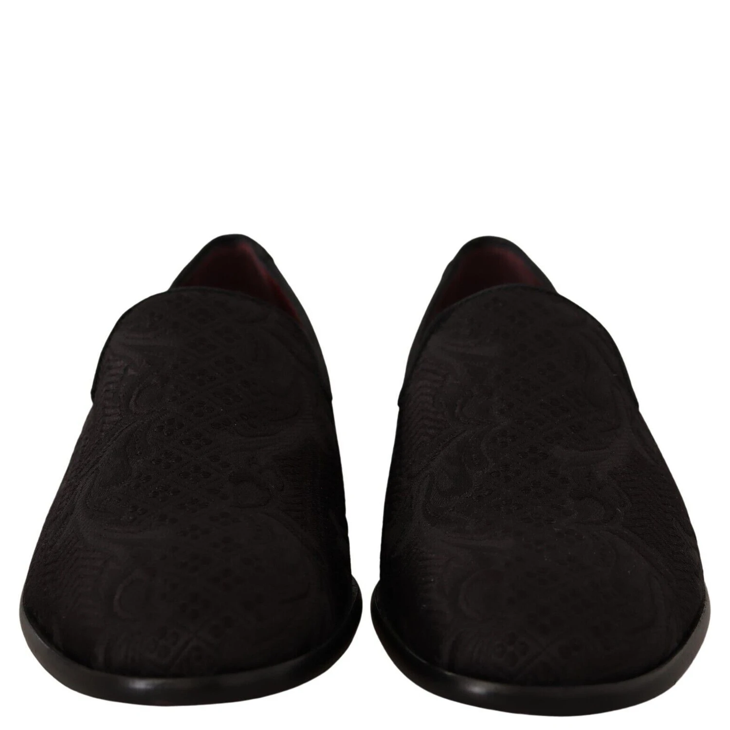 Black Floral Brocade Slippers Loafers Shoes