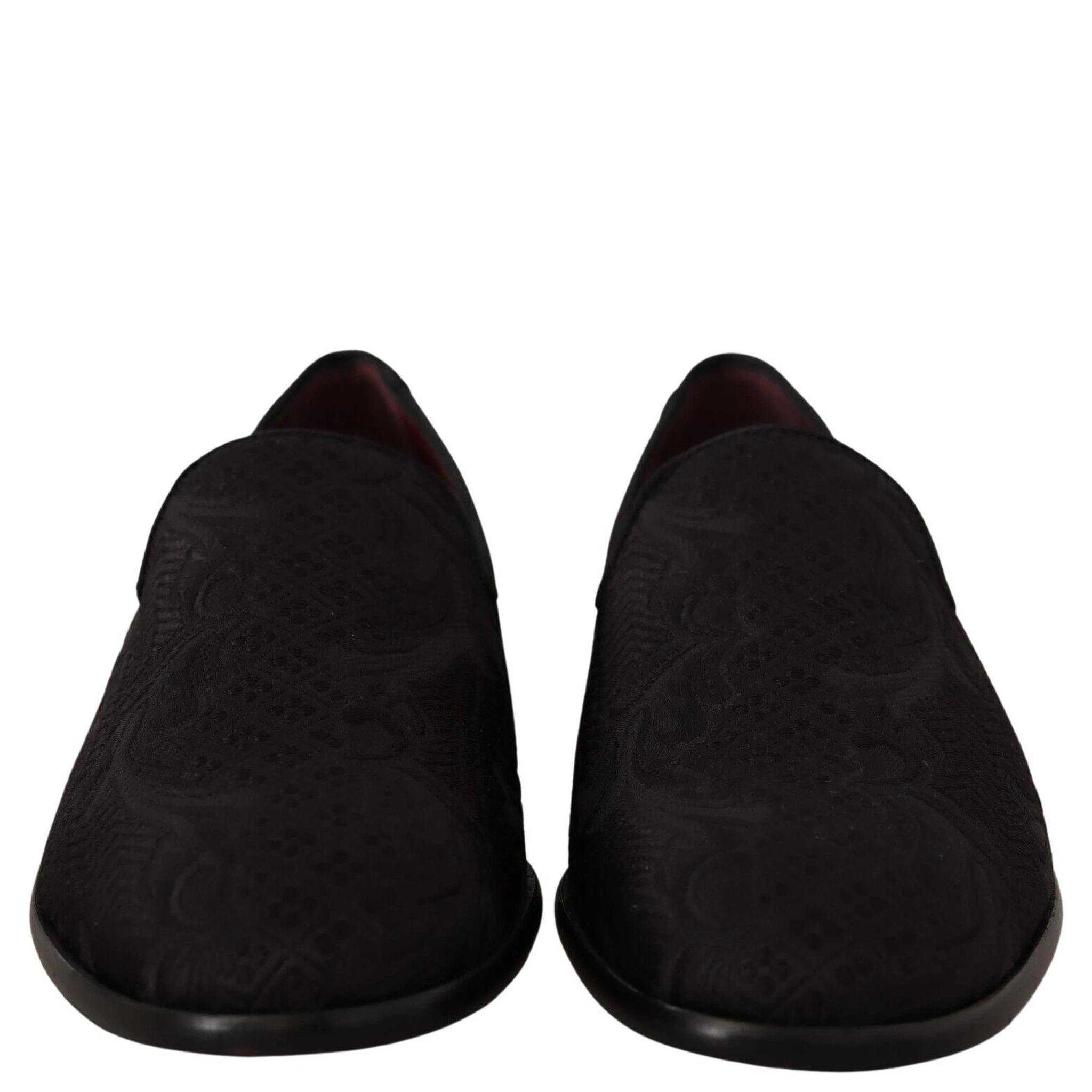 Black Floral Brocade Slippers Loafers Shoes