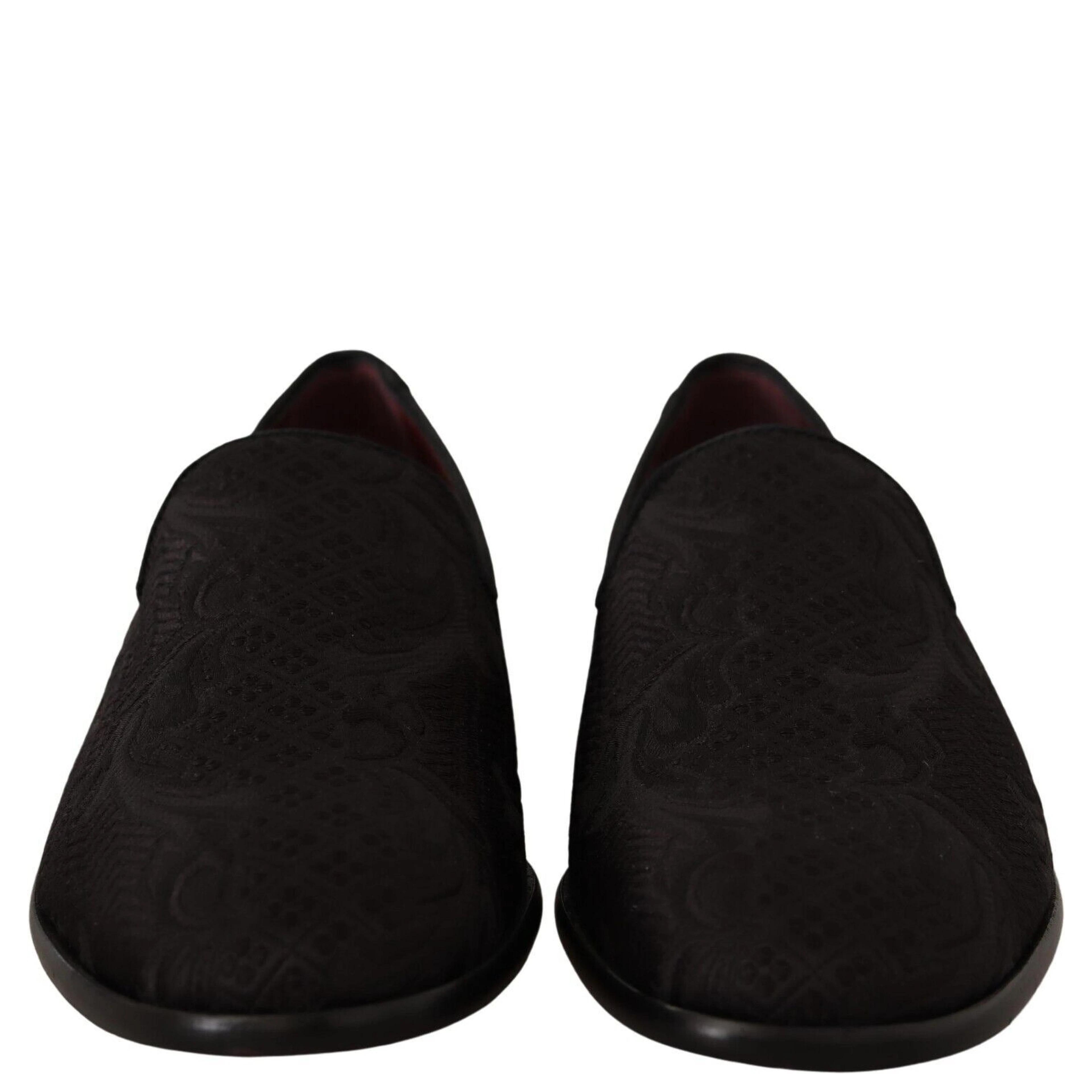 Black Floral Brocade Slippers Loafers Shoes
