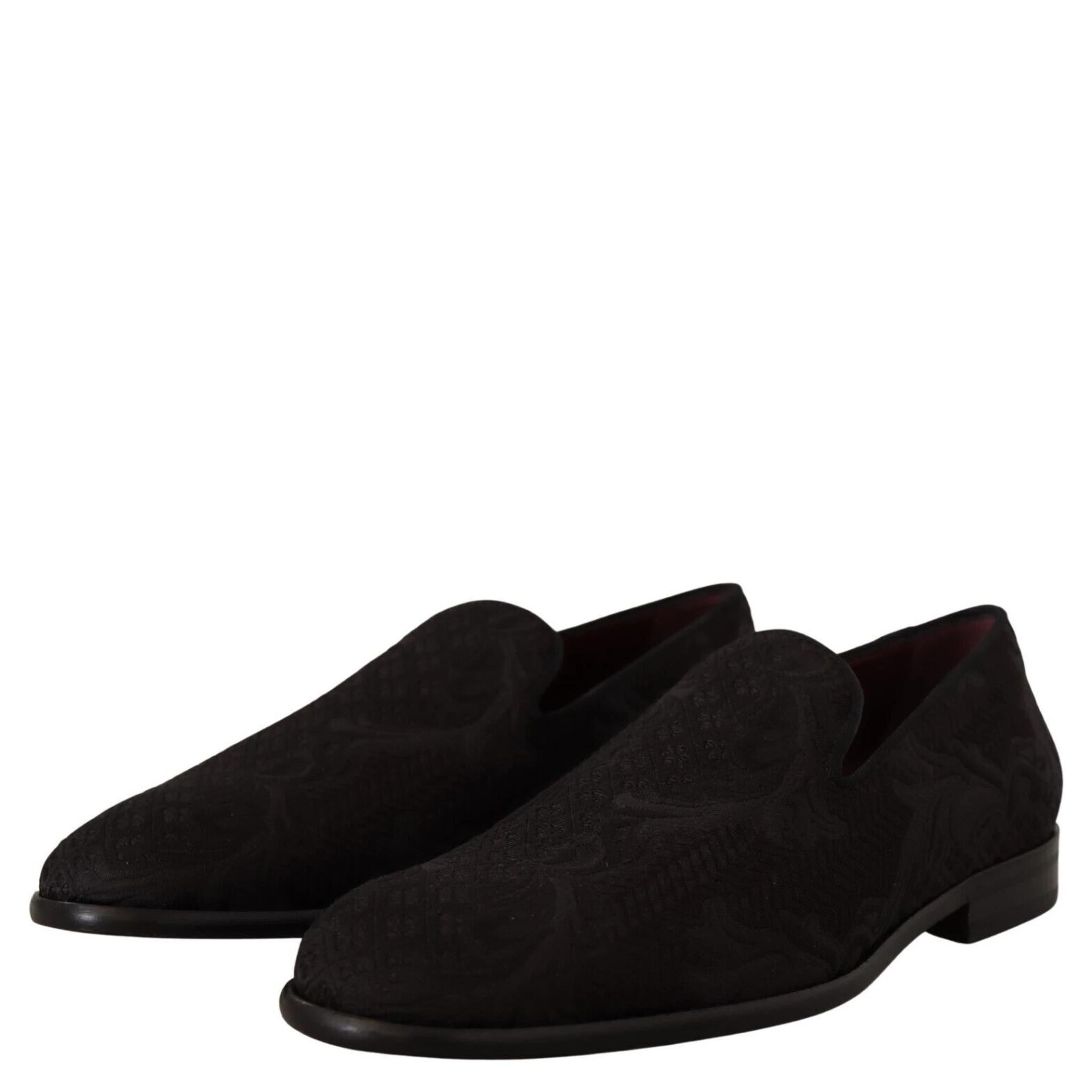 Black Floral Brocade Slippers Loafers Shoes