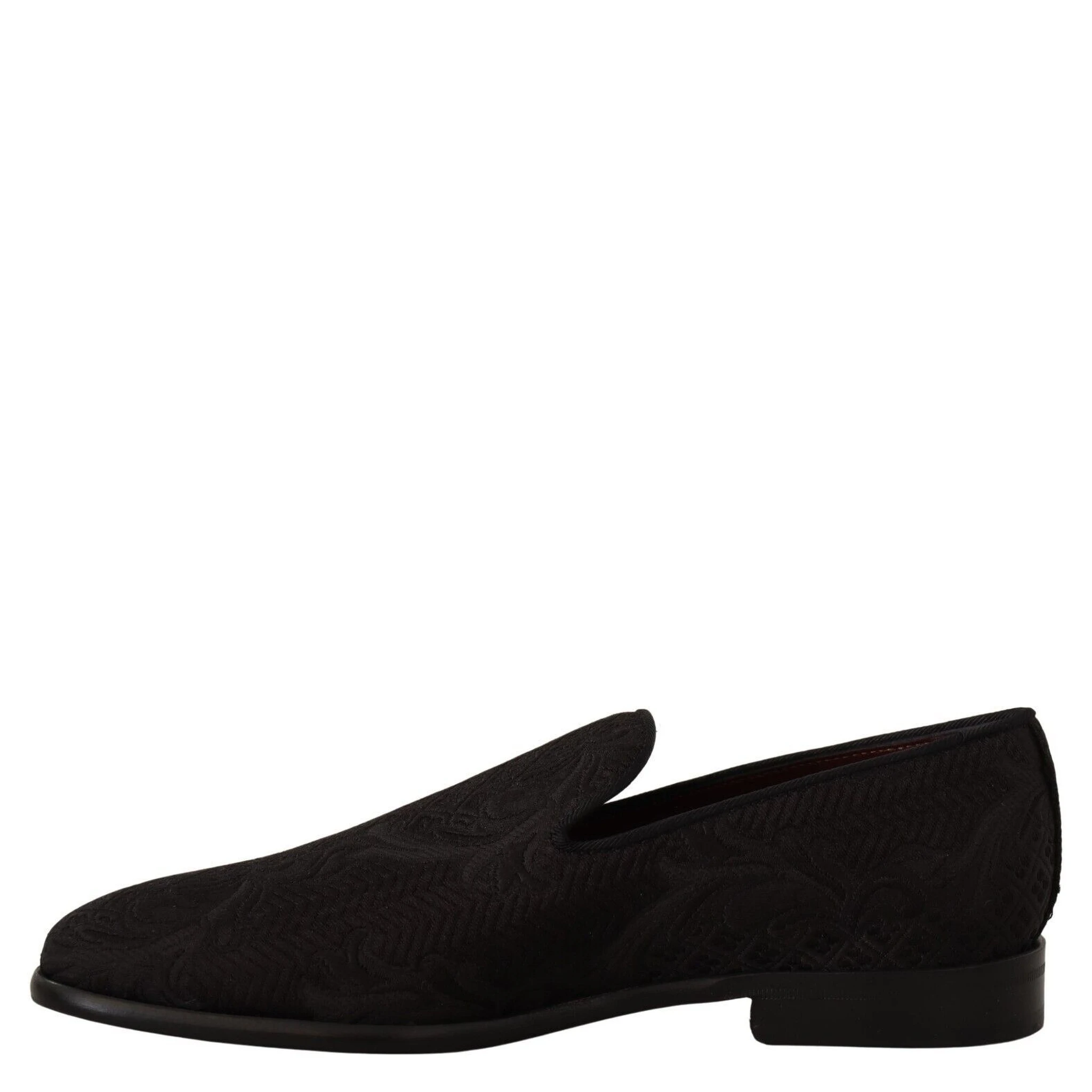 Black Floral Brocade Slippers Loafers Shoes