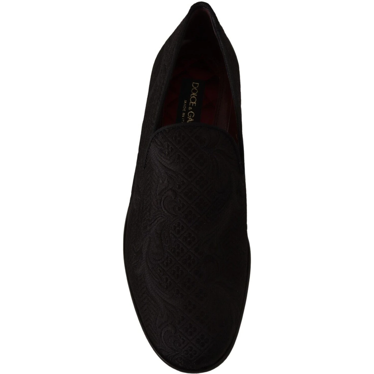 Black Floral Brocade Slippers Loafers Shoes