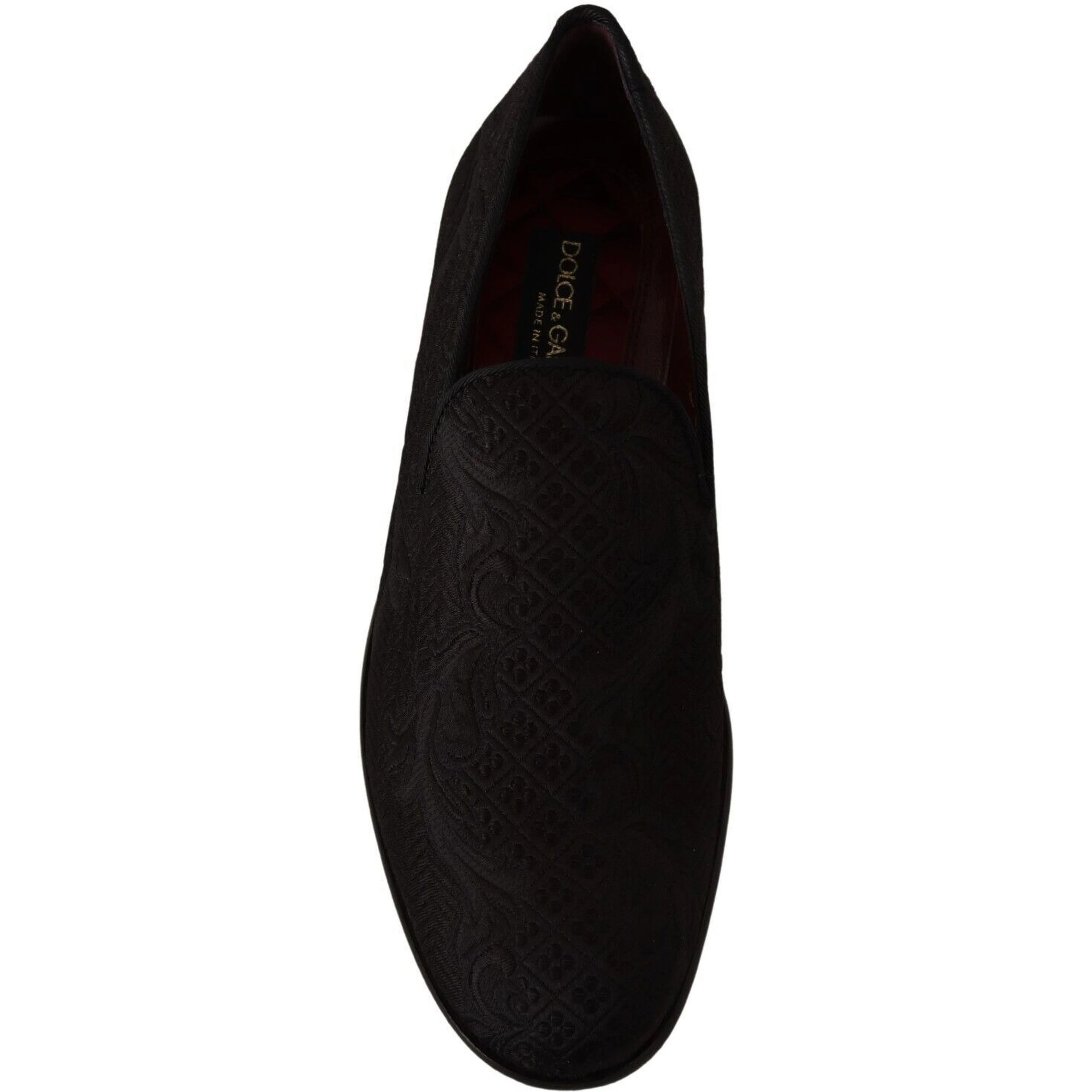 Black Floral Brocade Slippers Loafers Shoes