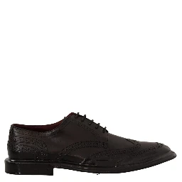 Black Leather Oxford Wingtip Formal Derby Shoes