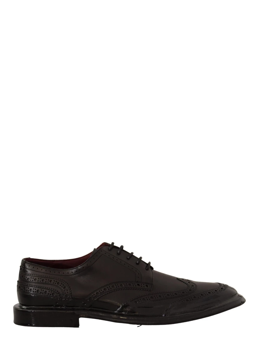 Black Leather Oxford Wingtip Formal Derby Shoes