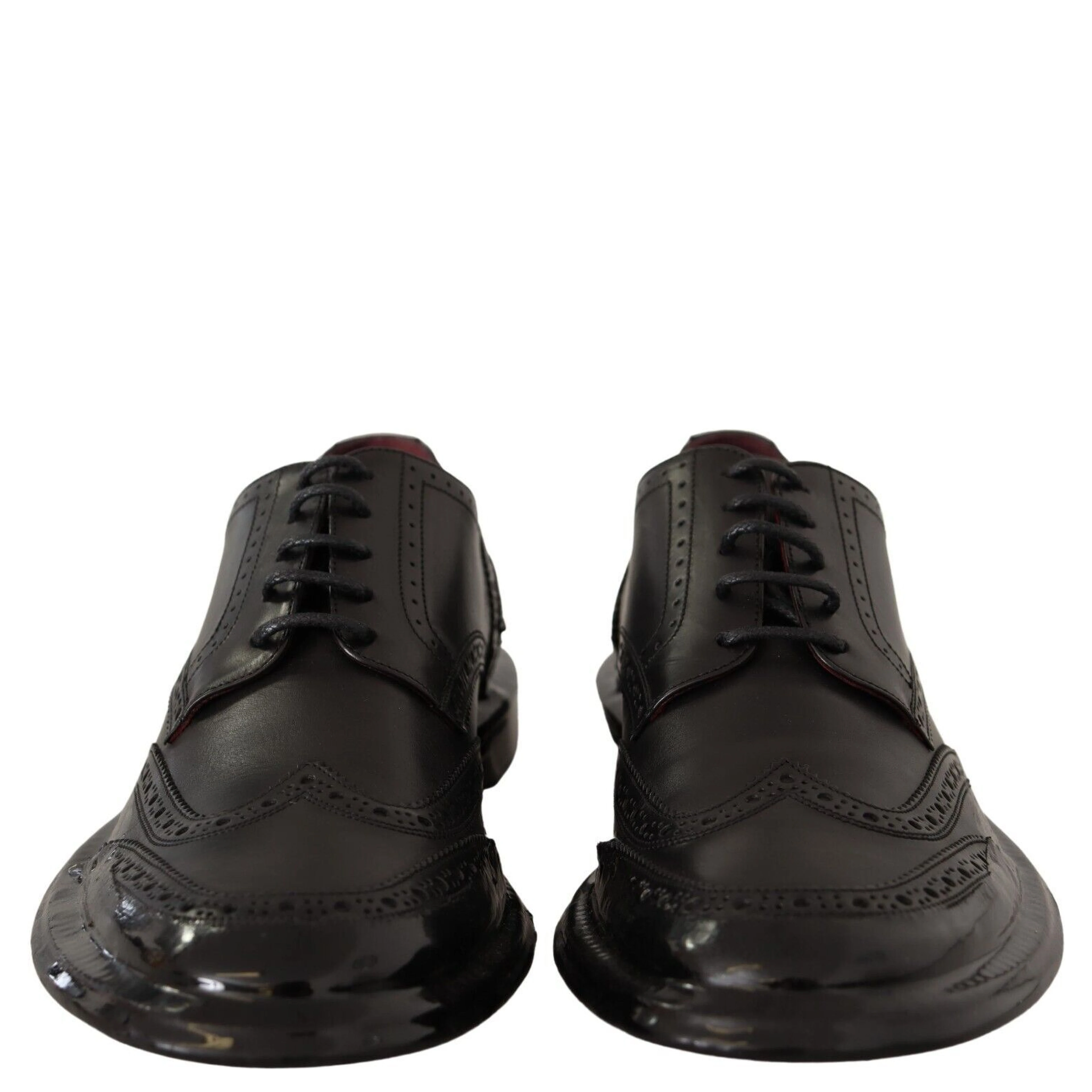 Black Leather Oxford Wingtip Formal Derby Shoes