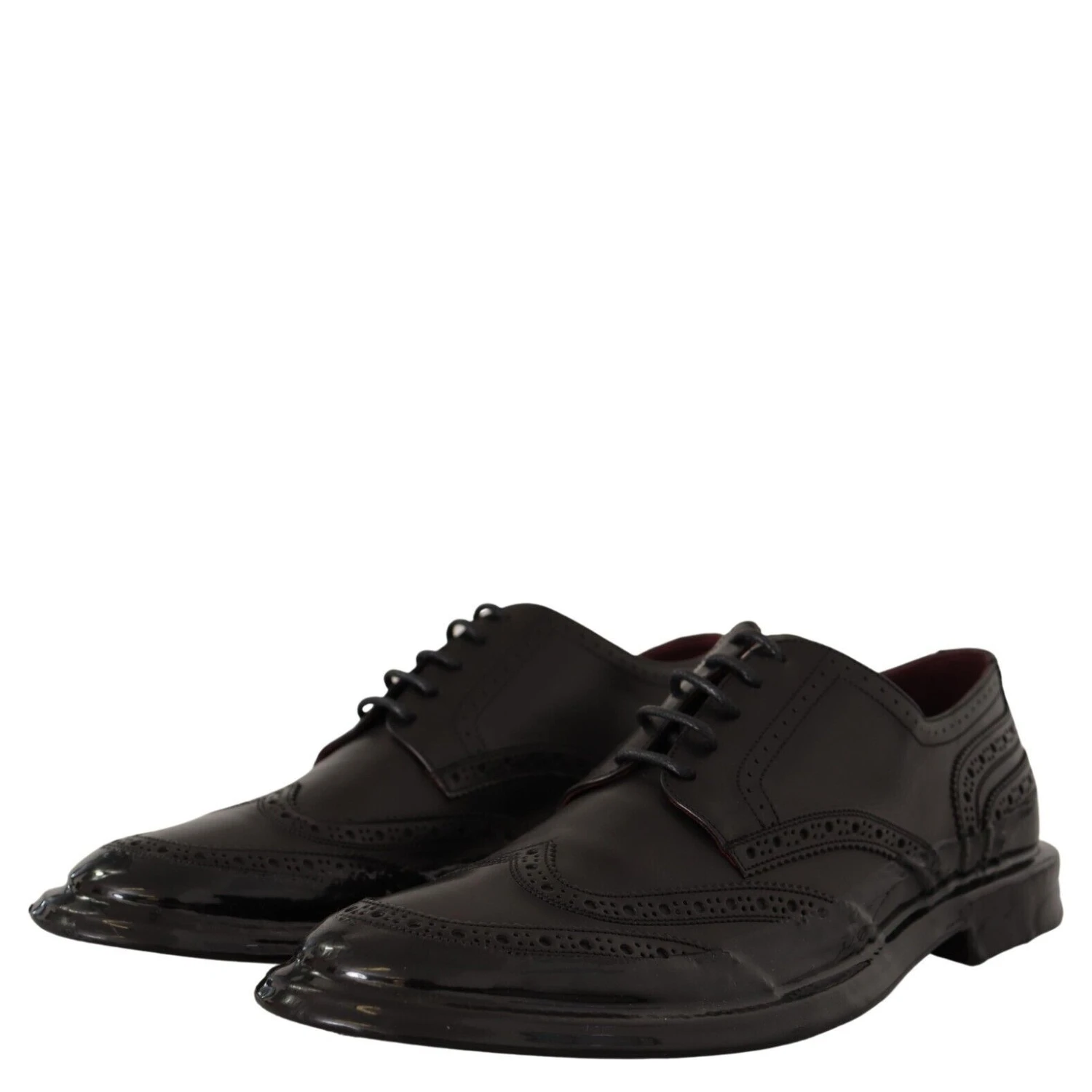 Black Leather Oxford Wingtip Formal Derby Shoes