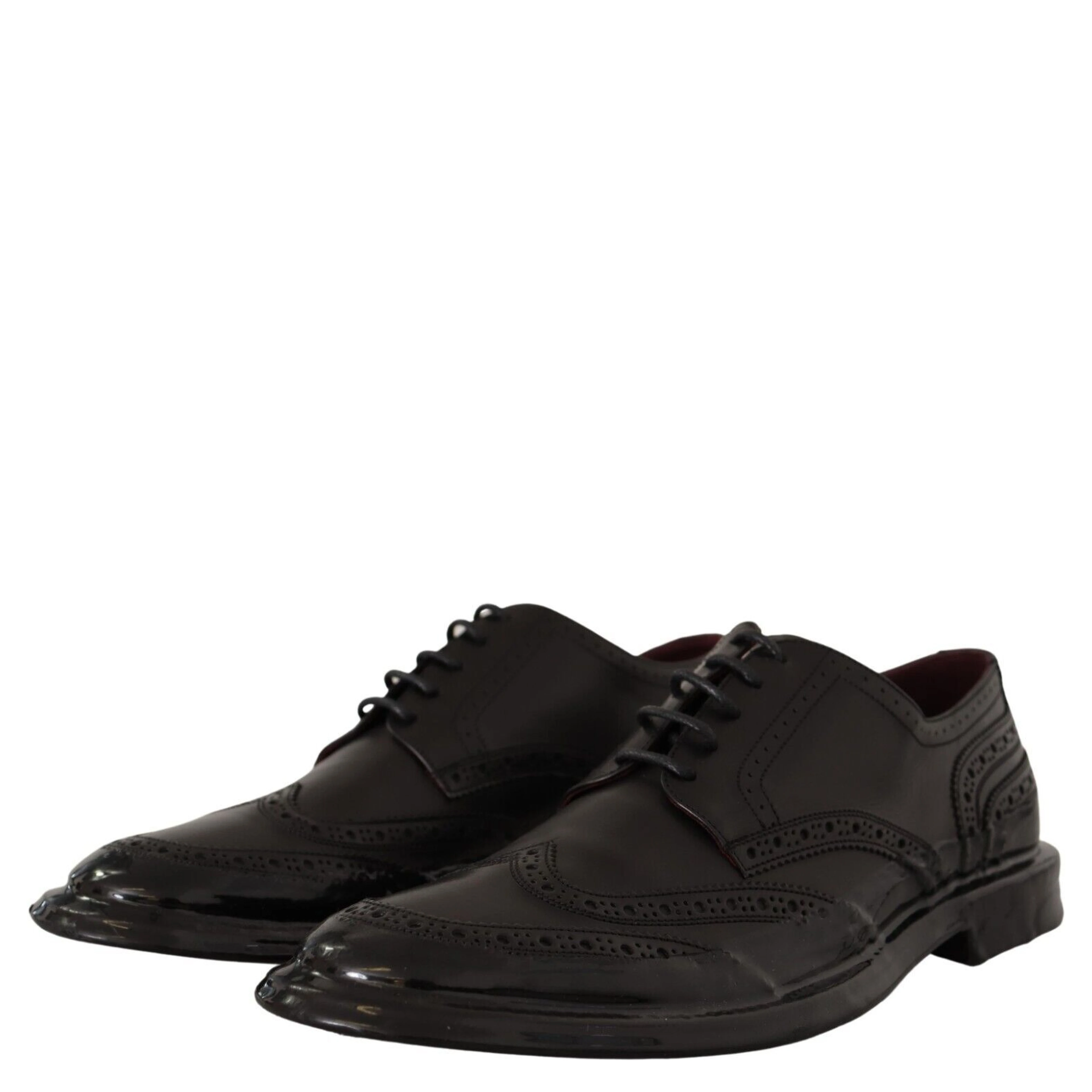 Black Leather Oxford Wingtip Formal Derby Shoes