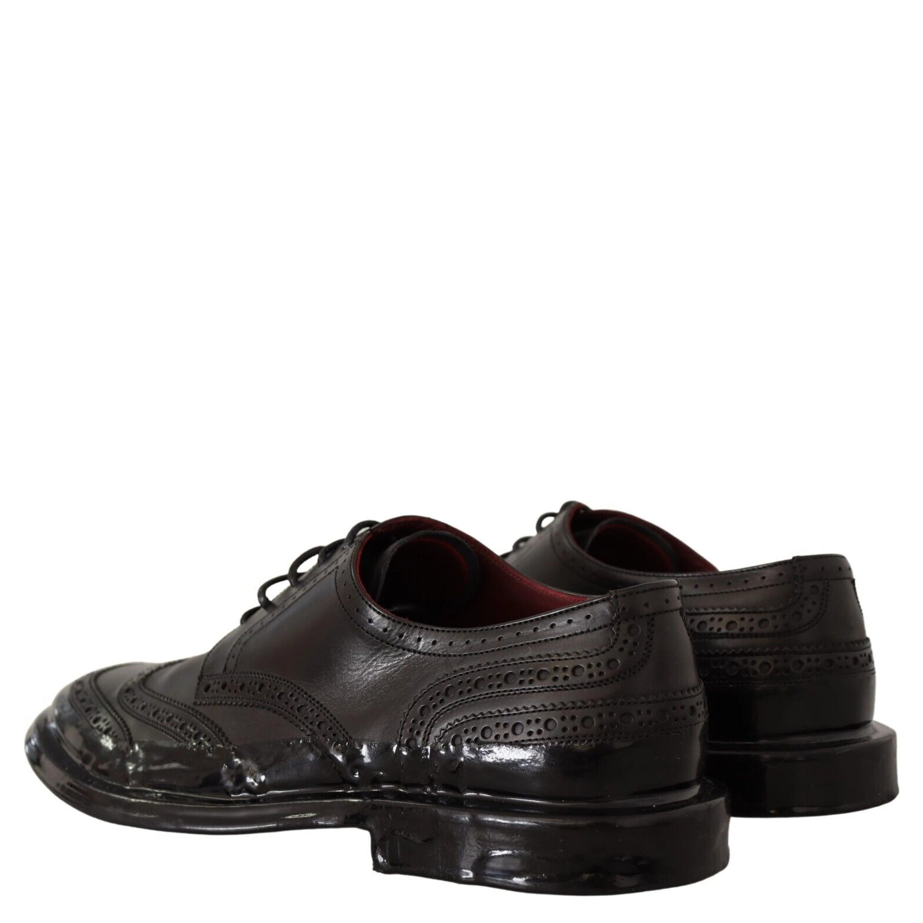 Black Leather Oxford Wingtip Formal Derby Shoes