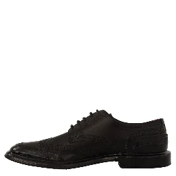 Black Leather Oxford Wingtip Formal Derby Shoes