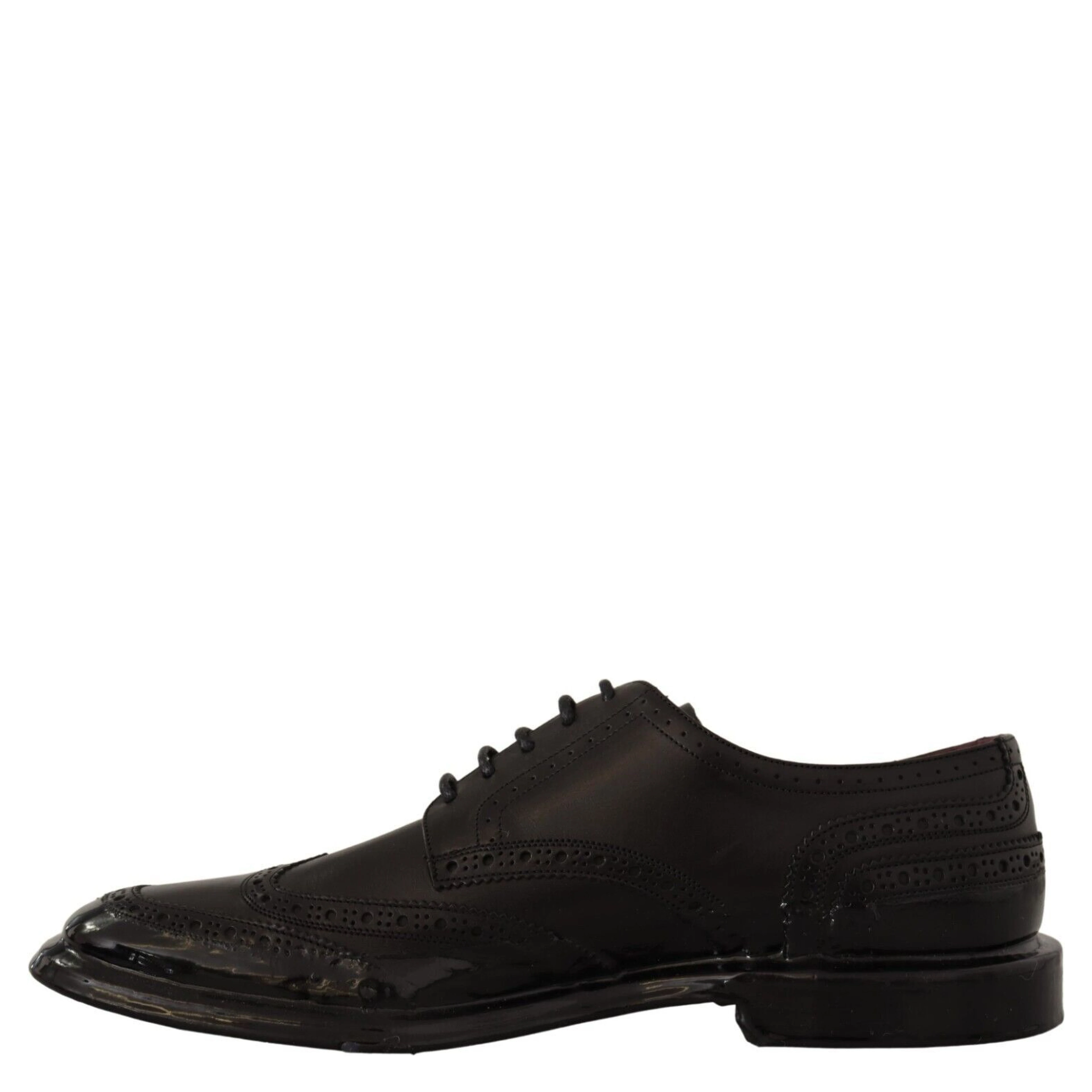 Black Leather Oxford Wingtip Formal Derby Shoes