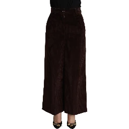 Black Cotton High Waist Trouser Wide Leg Pants