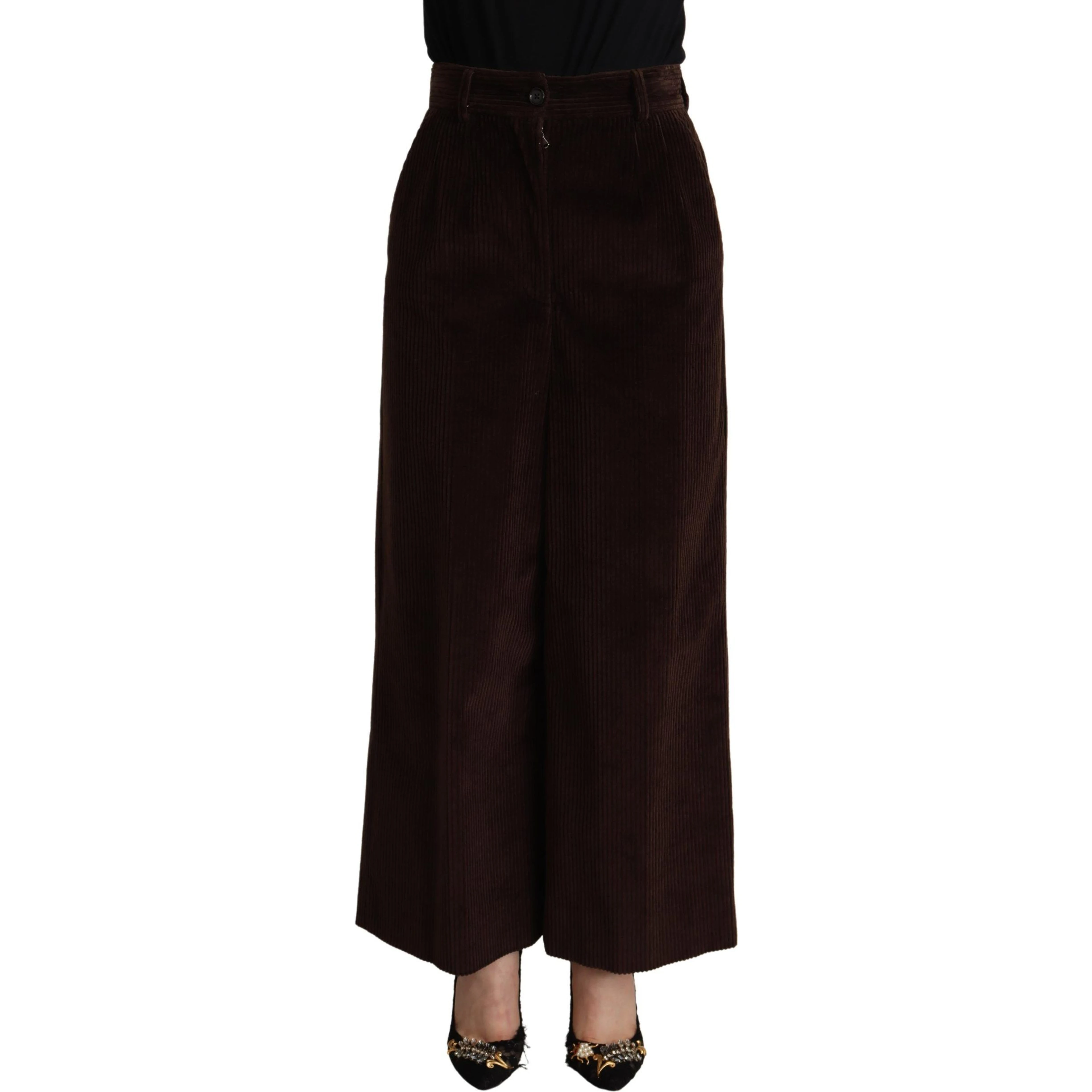Black Cotton High Waist Trouser Wide Leg Pants