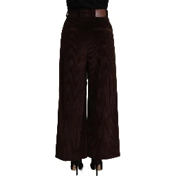 Black Cotton High Waist Trouser Wide Leg Pants