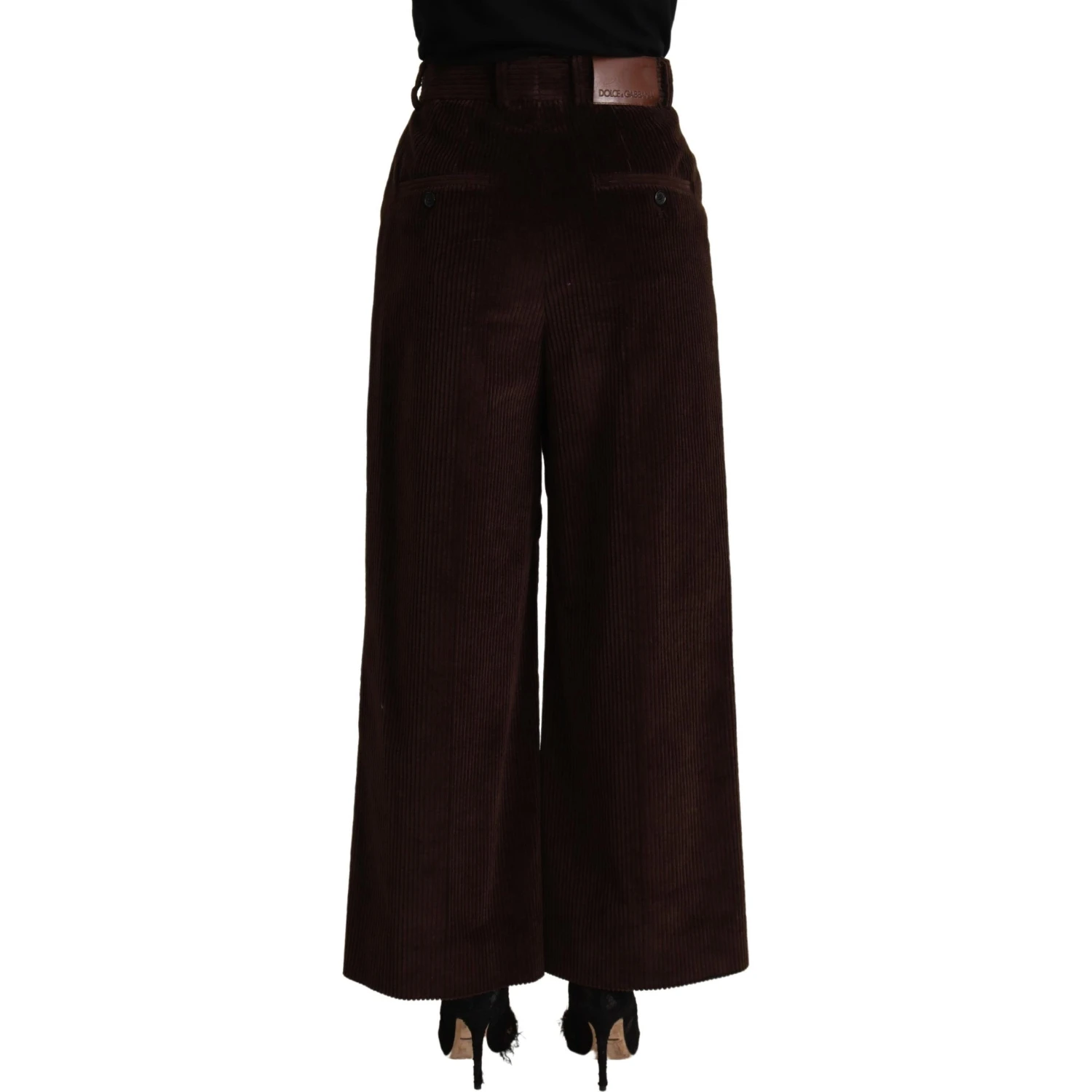 Black Cotton High Waist Trouser Wide Leg Pants