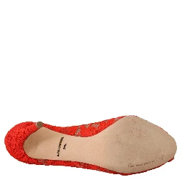 Red Taormina Lace Crystal Heels Pumps