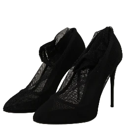 Black Tulle Stretch Boots Pumps Shoes