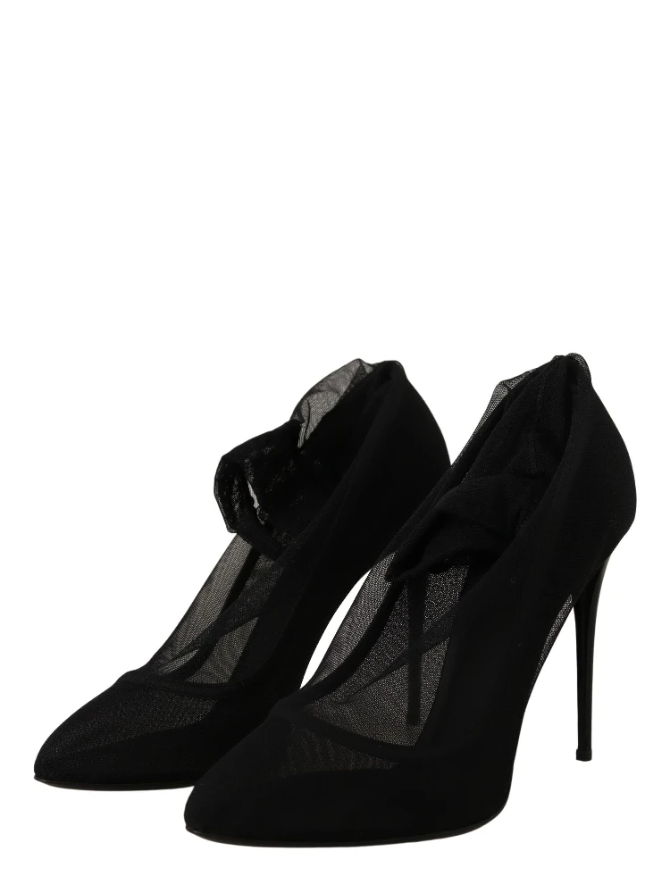 Black Tulle Stretch Boots Pumps Shoes alternative