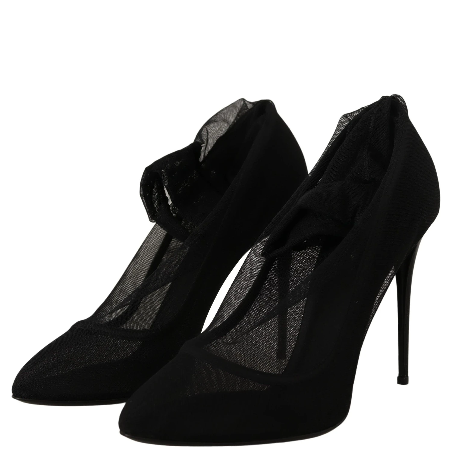Black Tulle Stretch Boots Pumps Shoes