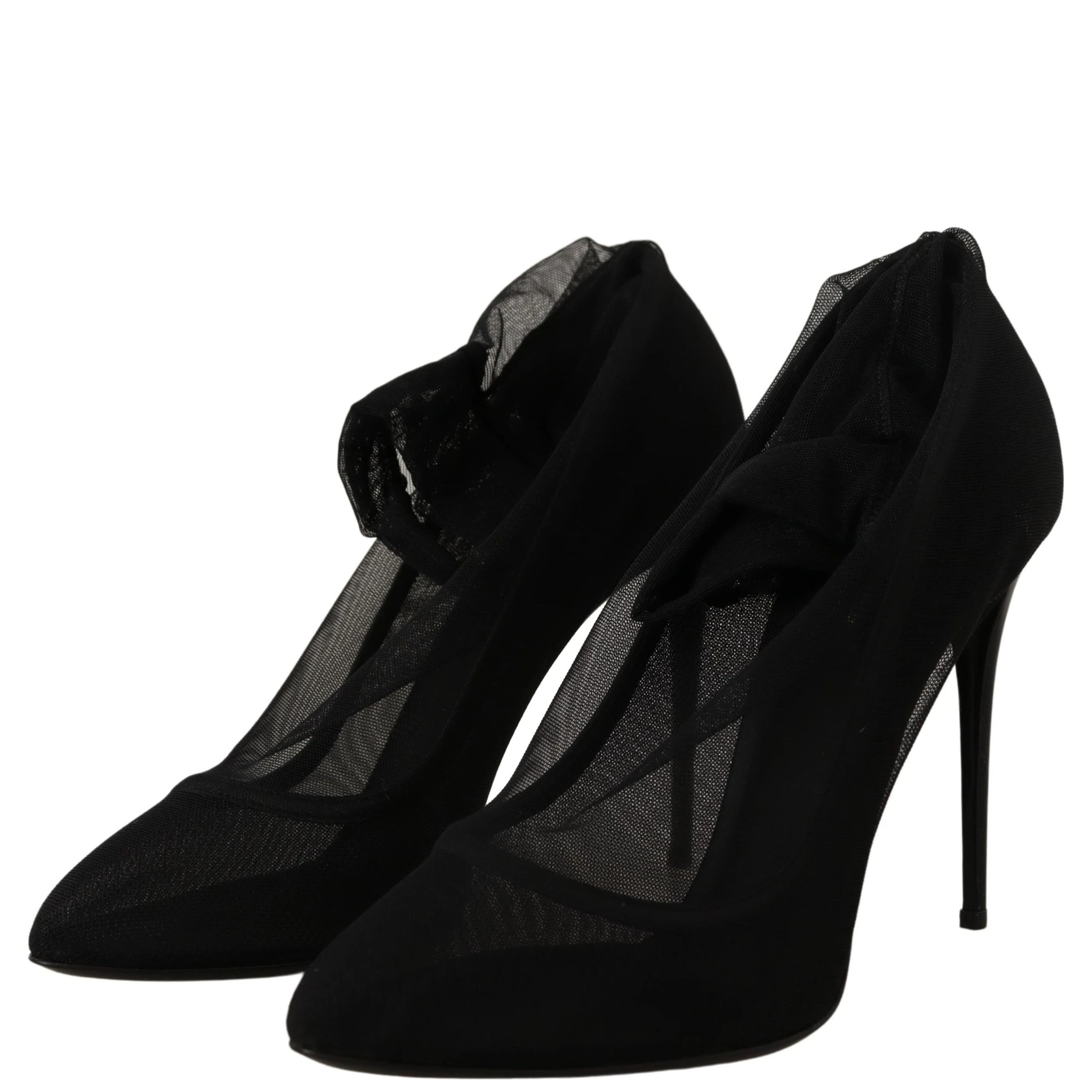 Black Tulle Stretch Boots Pumps Shoes