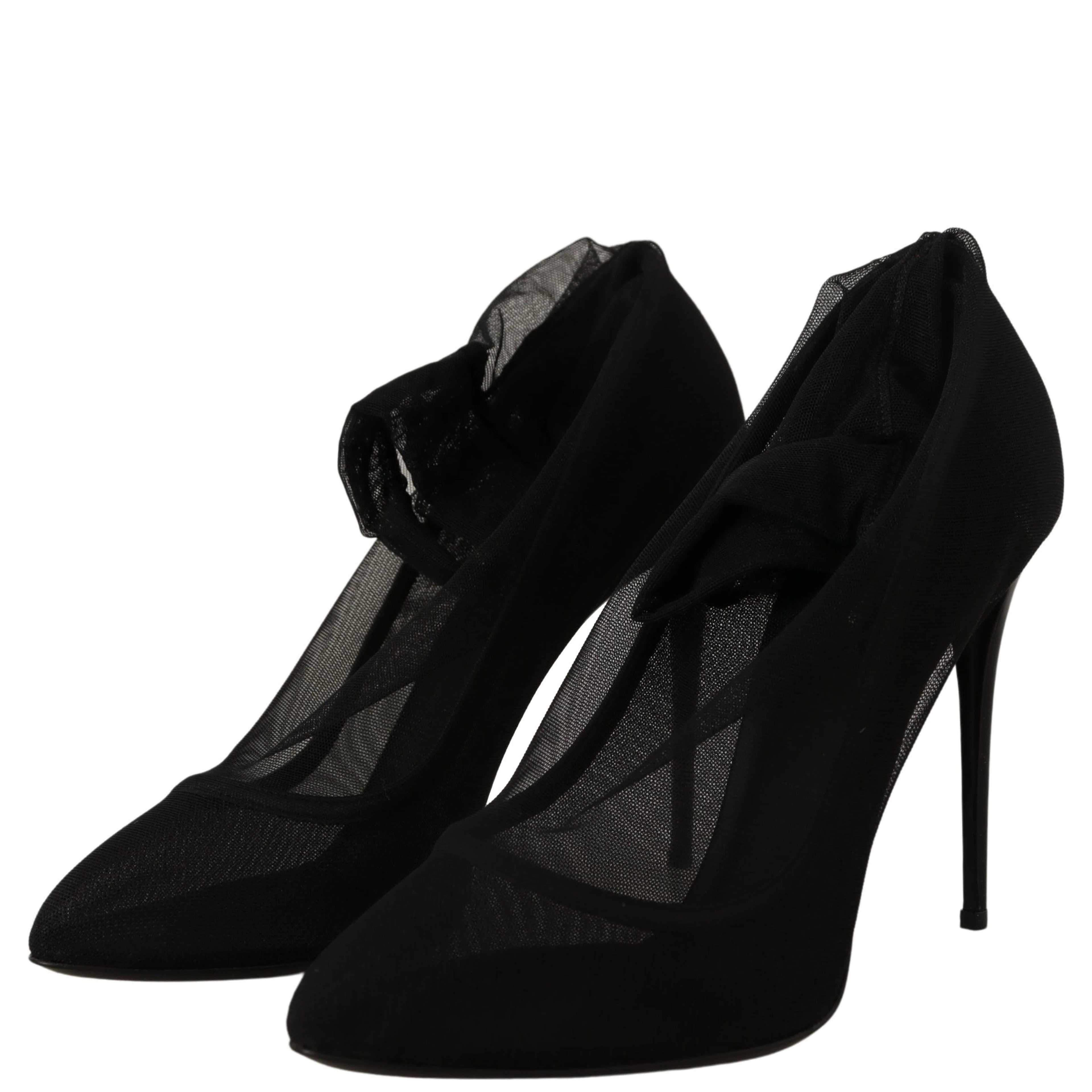Black Tulle Stretch Boots Pumps Shoes