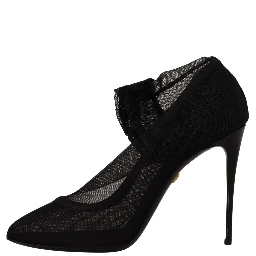 Black Tulle Stretch Boots Pumps Shoes