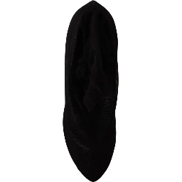 Black Tulle Stretch Boots Pumps Shoes