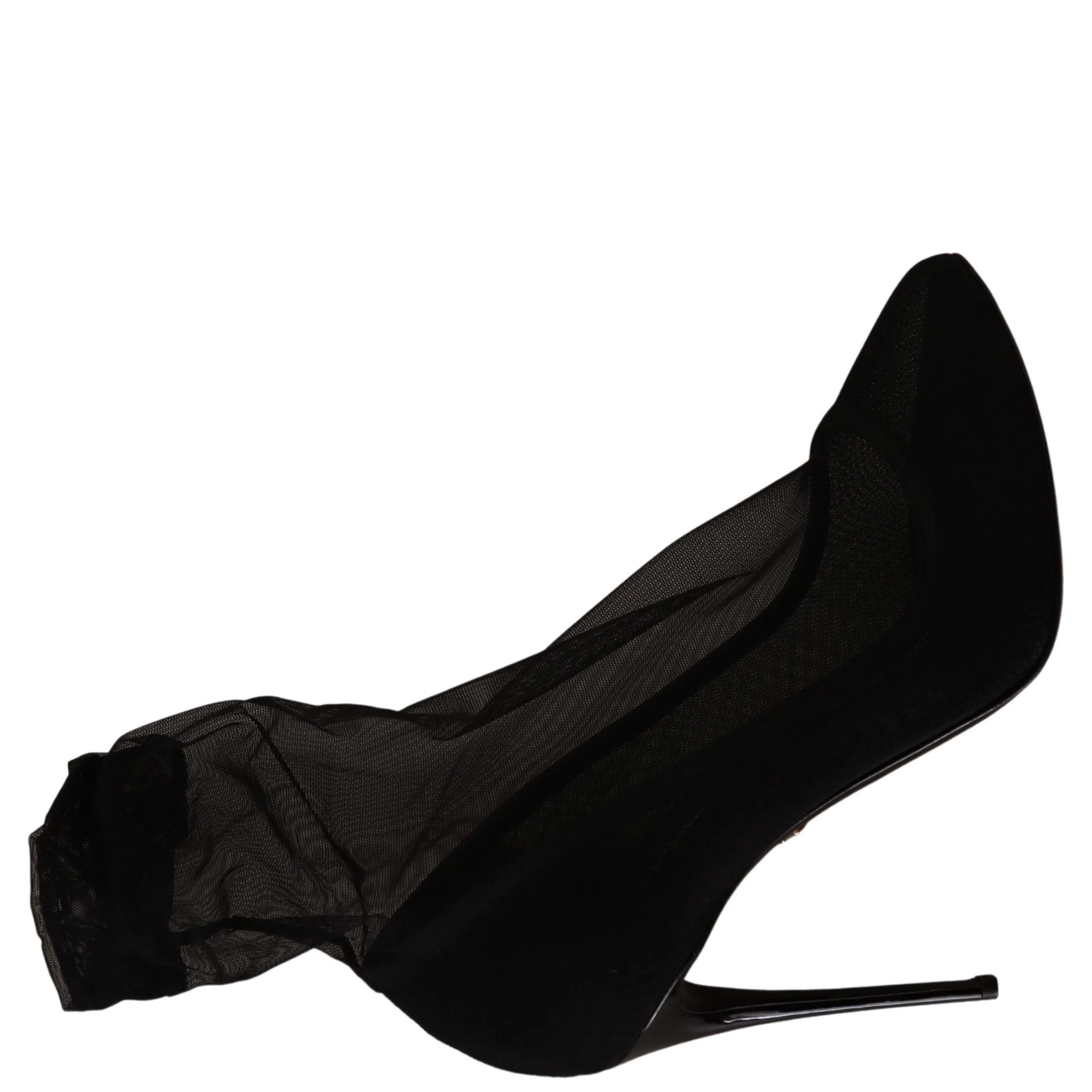 Black Tulle Stretch Boots Pumps Shoes